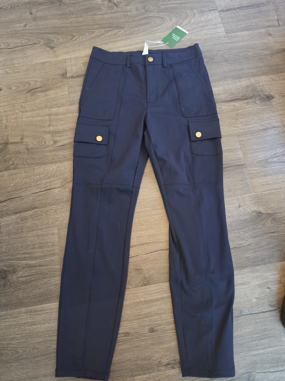 HALARA Navy Cargo Leggings with Gold Button Details
